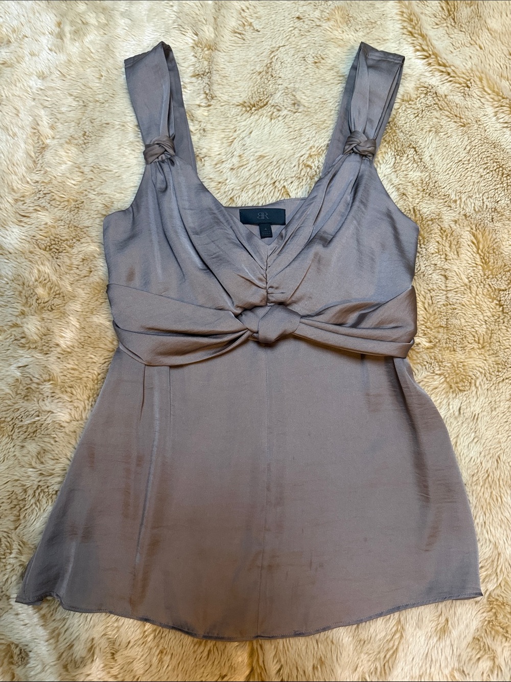 Banana Republic Taupe Knot-Front Satin Camisole